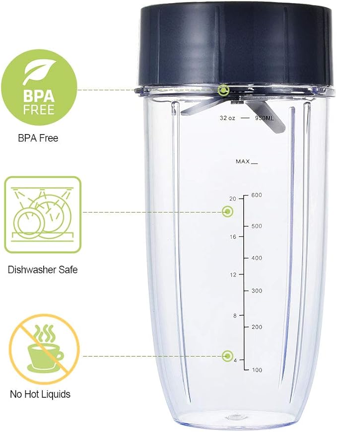Blender Replacement Parts for Nutribullet, 32oz & 24oz Cups with Replacement Extractor Blade, Compatible with Nutri Bullet 600W/900W Blenders (3 PCS)