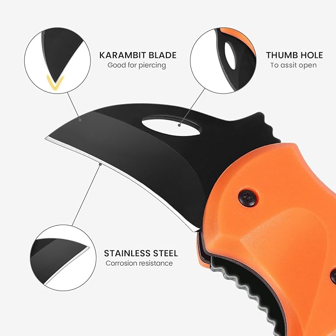 Small Pocket Knife for Men, Cool Folding Knife Box Cutter with 1.34inch Sharp Blade, Mini EDC Knives for Everyday Carry, Great Gift for Men (Orange)