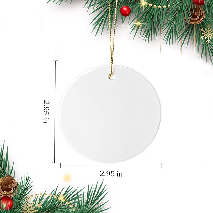 Sublimation Ceramic Ornaments - Bulk White Round Porcelain Ornament Blanks for Heat Press Printing - Personalized Xmas Tree Keepsake Crafts Gift