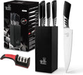 knife set.7piece kitchen knives block set with sharpener.Premium Stainless Steel Cooking Knife Set for Chef,Hardwood Kitchen black Knife Set .Dishwasher Safe Knives Sets for Kitchen.