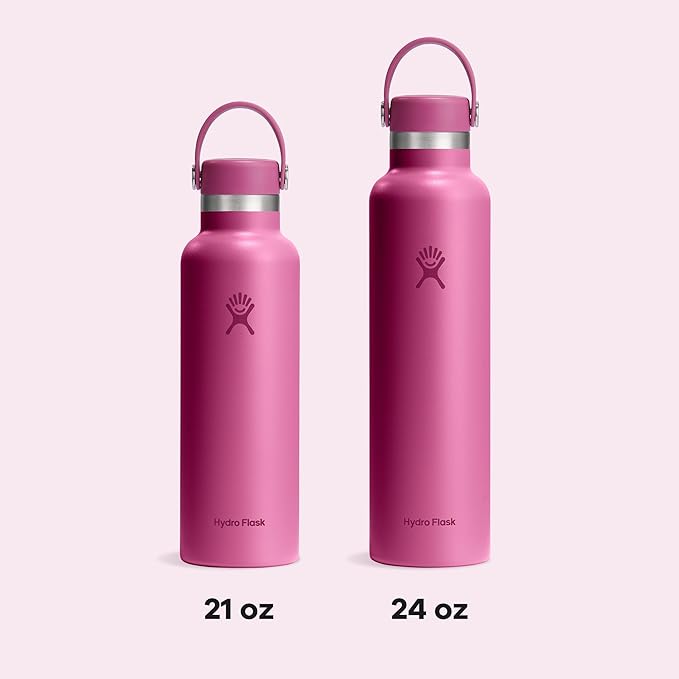 Hydro Flask Water Bottle - Insulated Stainless Steel - Non Spill, Leakproof in 24 Oz Reef Pink