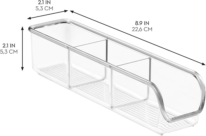 iDesign Plastic Packet and Tea Bag Organizer - Kitchen Storage Containers for Sugar, Salt, Pepper, Sweeteners, Tea Bags, Spices, The Linus Collection - 2.25" x 9" x 2", Clear