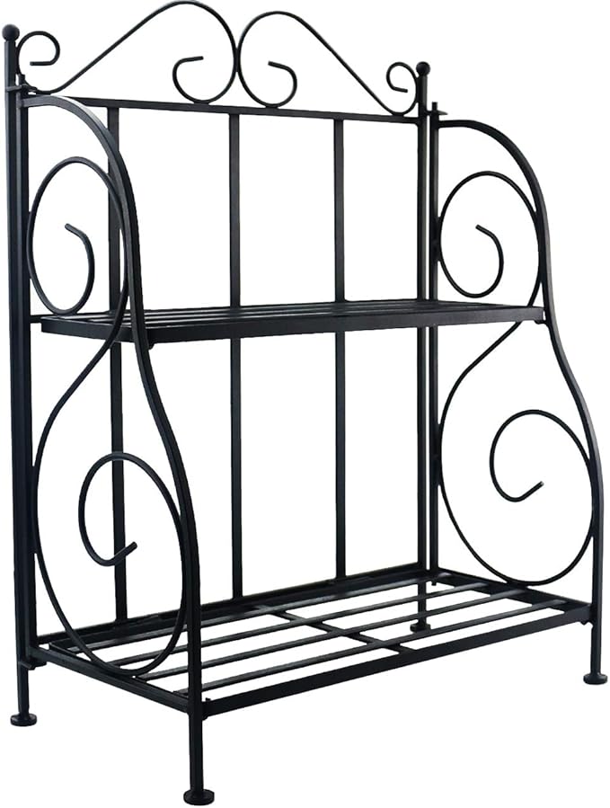 Sunnyglade Spice Rack, 2-Tier Foldable Shelf Rack Kitchen Bathroom Countertop, 2-Tier Standing Storage Organizer Spice Jars Bottle Shelf Holder Rack -Black