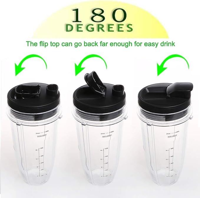 24OZ Replacement Blender Cup with To-GO Lids for Ninja, 2-Pack Replacement Parts Compatible with Ninja BL450 BL456 BL480 BL482 BN401 BN751 BN801 SS151 SS401