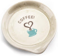 FANGSUN Coffee Spoon Rest, Mini Spoon Holder for Countertop Decor, Farmhouse Ceramic 3.5-Inch Small Teaspoon Rest for Coffee Bar Accessories, White