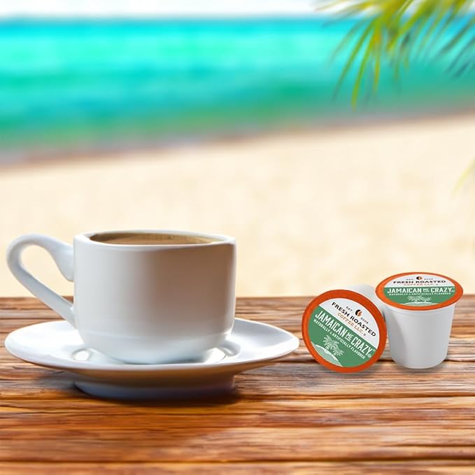 Fresh Roasted Coffee, Jamaican Me Crazy, Flavored Coffee Pods, 24 Count