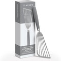 Misen Fish Stainless Steel Spatula - Slotted Turner for Cooking - Perfect for Frying - Heat Resistant - Dishwasher Safe -1mm Thick Flexible Flipper - Soft Silicone Grip Handle for Easy Use