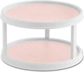 Copco Non-Skid 2 Tier Pantry Cabinet Lazy Susan Turntable, 12-Inch - Organize Kitchen, Bathroom, Home Office, Laundry Room, Garage, Craft Room - Kitchen Turntable & Pantry Organizer (White/Pink)