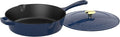 Cuisinart 12-Inch Cast Iron Chicken Fryer with Lid, 4.5 Quart Capacity, Porcelain Enameled Interior, Oven Safe, Induction Compatible, Midnight Blue