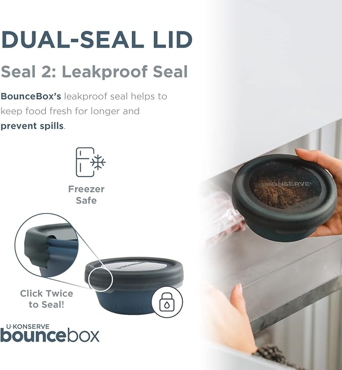 U Konserve Platinum Silicone Food Storage Bento Box Dual Seal Container - Leak Proof, Shatter Proof, Dishwasher Safe, Plastic Free - 20oz (Night Harvest)