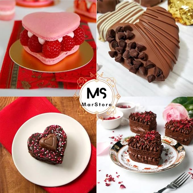 Heart Shaped Cake Pans for Baking, Large 2 Inches Heart Molds, 10 Cavities Suitable for Ice Cube Mold, Chocolate Mold, Valentines Silicone Molds (2, Pink)