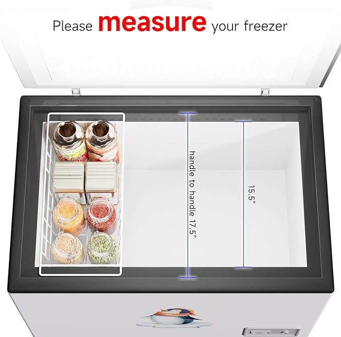 Slideep 17.5'' Large Storage Baskets Chest Freezer Organizer, Sturdy Metal Wire Pantry Freezer Bin for Home Kitchen Organization 2 Packs, White