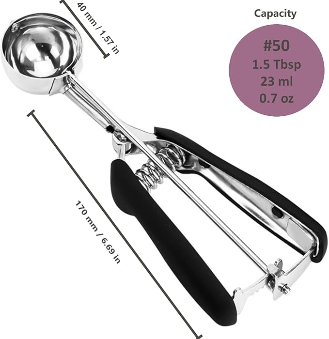 Ice Cream Scoop, 18/8 Stainless Steel Cookie Scoop, Cookie Scoops for Baking, 1.5 Tbsp/ 23ml/ 0.7 oz Cookie Dough Scoop, Ice Cream Scooper with Trigger Release, Cookie Scooper for Baking