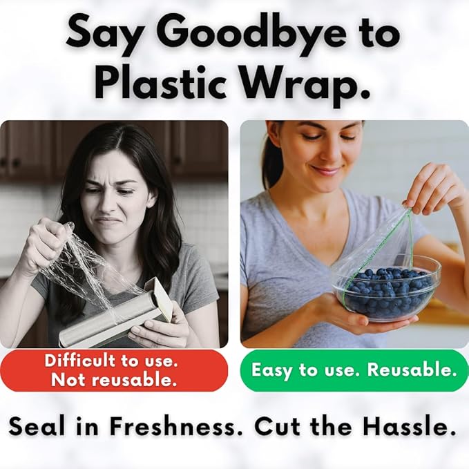 Plastic Bowl Covers, Elastic Reusable Food Covers for Bread Proofing, Storage & Outdoor Use – 50 Pack, Stretch Fit, 3 Sizes