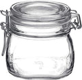 Bormioli Rocco Fido 17.5 Ounce Glass Storage Jars: Airtight Hinged Lid With Leak Proof Gasket, Wide Mouth Food Container - For Zero Waste Air Tight Preserving Jam, Spices, Coffee, Sugar & Herbs