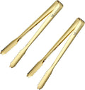 MSY BIGSUNNY 7 Inch Ice Tongs, Thickened Stainless Steel Sugar Cube Serving Tongs with Teeth for Tea, Party, Coffee, Bar, Food - Set of 2, Golden