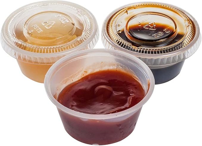TashiBox 200 Sets - 2 Ounce Disposable Plastic Jello Shot Cups with Lids, Souffle Portion Container…