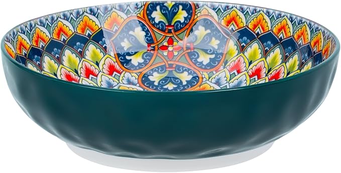 OZY Large Serving Bowls,10 inch Ceramic Salad Bowls,Ideal Housewarming Gift,Vibrant Color Soup Bowls for Party,Pasta,Fruit,Dishwasher & Microwave Safe Soup Bowls (Green)