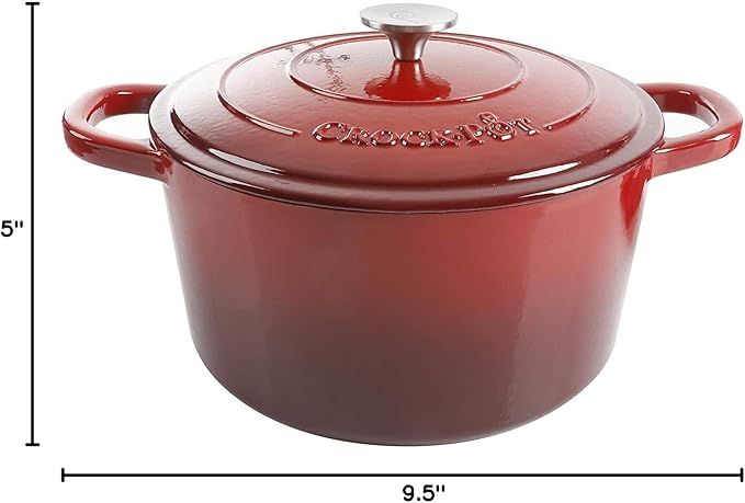 Crock-Pot Crock Pot Artisan 5 Quart Enameled Cast Iron Round Dutch Oven, Red
