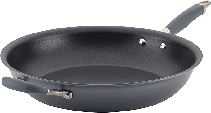 Anolon Advanced Home Hard Anodized Nonstick Frying Pan, 14.5 Inch – Large Skillet with Helper Handle, 14 Inch Nonstick Frying Pan, Durable Cookware - Moonstone