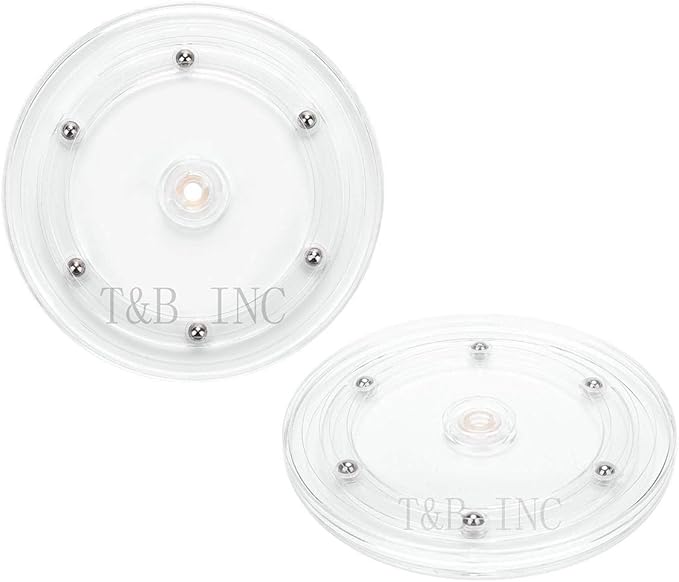 TamBee 2PC 6 inch Lazy Susan Turntable Organizer White Acrylic for Spice Rack, Cake, TV, Laptop, Crafts, Kitchen, Cabinet, Pantry Decorating