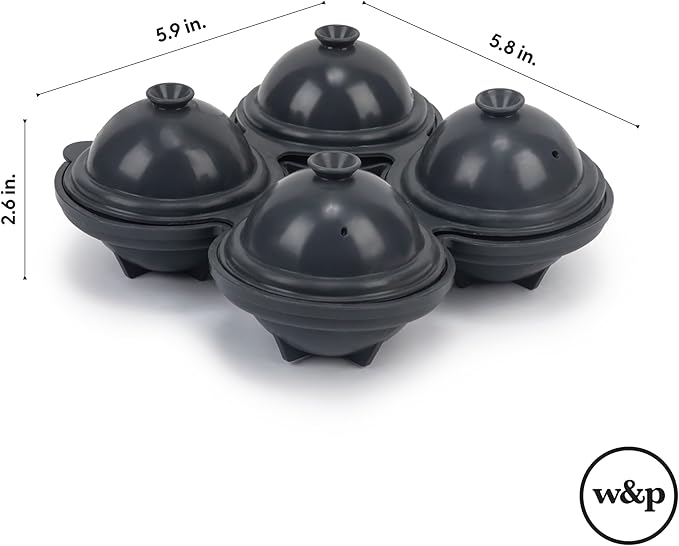 W&P Design Petal Ice Tray, Perfect Etched Spheres, Slow Melting for Whiskey and Cocktails, Food Grade Premium Silicone, Dishwasher Safe, BPA Free
