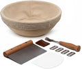 Kook Proofing Set, Sourdough Bread, 1 Rattan 9 Inch Banneton Basket, 1 Basket Cover, Metal Scraper, Plastic Scraper, Scoring Lame, 5 Blades and Case, Baking Kit, Dough Bowls, Round Shape