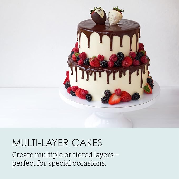 Chicago Metallic Professional 3-Piece Round Cake Pan Set of 6, 8, 10 inch Premium Nonstick Bakeware, Heavy-Weight Carbon Steel for Even Baking, Perfect for Layer Cakes