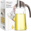 Marbrasse Auto Flip Olive Oil Dispenser Bottle,20 OZ Leakproof Condiment Container With Automatic Cap and Stopper,Non-Drip Spout,Non-Slip Handle for Kitchen Cooking Brown