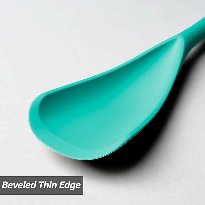 Silicone Spatula Spoon, Great for Both Cooking and Serving Durable BPA-Free Matte Black Silicone, Seamless Design, Safe for Nonstick Cooking Surfaces, 2-Pcs, Teal
