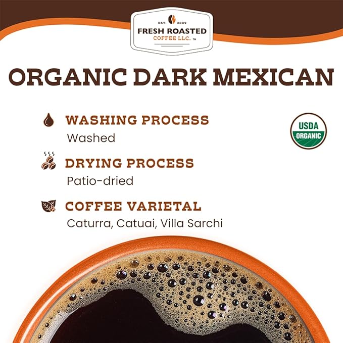 Fresh Roasted Coffee, Organic Dark Mexican | Mold & Myco 3rd Party Tested, USDA Organic, Kosher | Dark Roast 24 Pods for K Cup Brewers