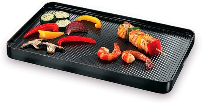 Swissmar Replacement Grill Plate for Classic, Stelvio & Zermatt Raclette – Reversible Aluminum Griddle Hot Plate for Indoor Electric Grilling, BBQ, and Griddle Cooking