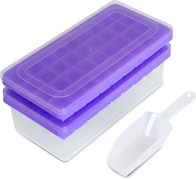Food-grade Silicone Ice Cube Tray with Lid and Storage Bin for Freezer, Easy-Release 2 * 36 Small Nugget Ice Trays 1 ice Bucket & Scoop, Flexible Ice Cube Molds with Ice Container