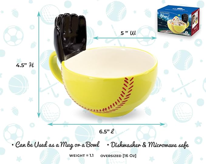 MAX'IS Creations The Softball Mug with a Glove, Softball Gifts for Girls 8-12 12-14 Coach Gifts Mom Gift Kids Christmas Gift Stuff, Novelty Ceramic Big Funny Coffee Mug 16oz