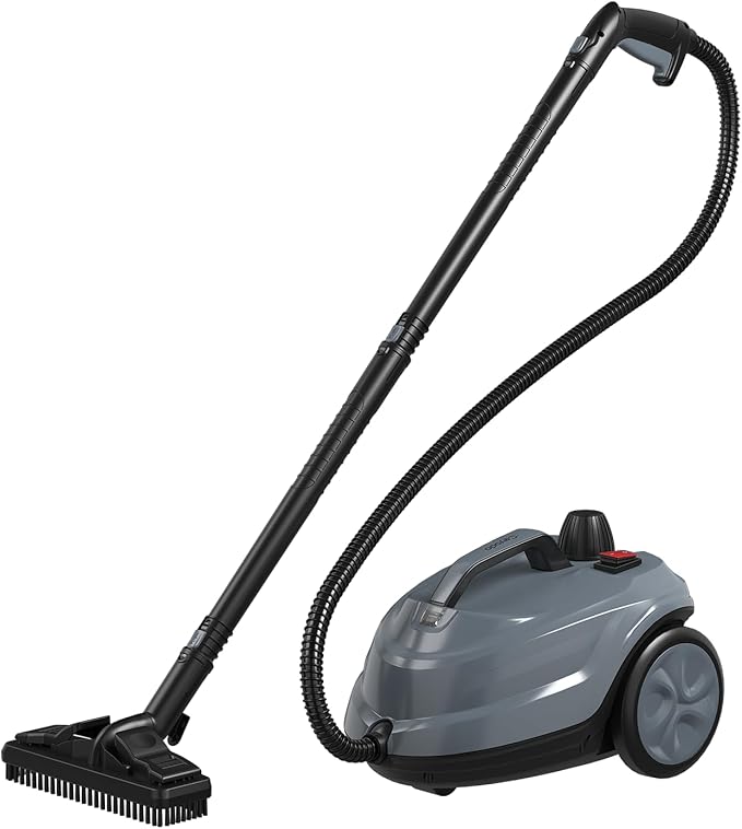 Steam Cleaner, Powerful Heavy Duty Canister Steamer with 34 Accessories, Steam Mop with 16.4 Ft Extra-Long Power Cord for Home Floor Cleaning, Grout, Upholstery, Car Detailing, Grey