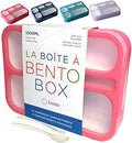 Bento-Box Lunch-box Containers for Kids Girls Toddler Women, 6 Compartment School Portion Container Kit, Meal or Snack Boxes for School Daycare Travel, BPA-Free Pink