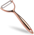 LIIGEMI Effortless Y Peeler with Sharp Stainless Steel Blades for Apples, Cucumbers - Ergonomic Handle for Easy Potato Eye removal, Perfect for Cooking Enthusiasts and Kitchen Novices（Rose Gold ）