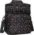 Expandable Insulated Lunch Box, Double Deck Lightweight Large Lunch Bag Tote Leakproof Cooler Bags for Women Adults Work Outdoor Picnic Daytrip, Polka Dots, 16L
