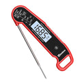 Wisebee Meat Thermometer Digital, 0.5 Sec Instant Read Waterproof Food Thermometer with 180°Auto-Rotate Backlit Display | Anti-Slip Handle | Magnetic Back | Hold Function for Cooking, Red