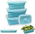 Alimat PluS 4 Assorted Size Set Silicone Food Storage Containers with Lids, 40.5oz, 27oz, 16.9oz and 11.8oz Collapsible Meal Prep Lunch Containers, Microwave, Freezer and Dishwasher Safe