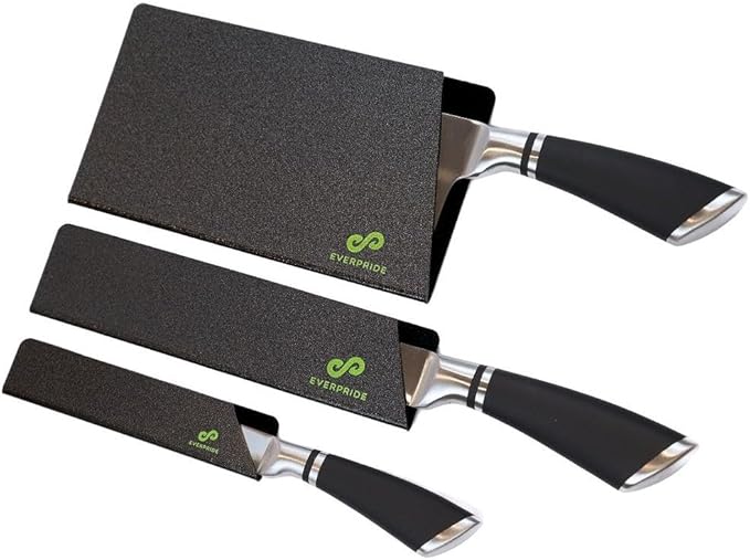 EVERPRIDE 6 & 8 Inch plus a Meat Cleaver Chef Knife Guard Set (3-Piece Set) Universal Blade Edge Cover and Knife Sheaths for Chef and Kitchen Knives Durable BPA-Free Felt Lined Sturdy ABS Plastic