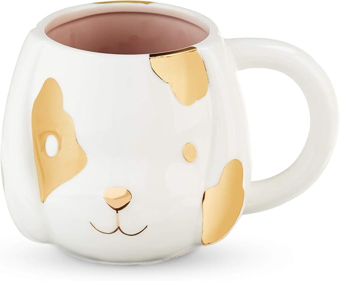 Pinky Up Penny Dog Mug, Ceramic Tea Mug, Tea Tumbler Cup, Dog Lover Gifts, Puppy Inspired Tea Cup, Gold Accents, 16oz