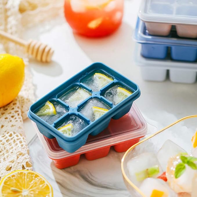 Ice Cube Trays for Freezer 3 Pack - Mini Ice Cube Trays with Lid & Easy-Release Silicone Bottom, Stackable Small Ice Cube Molds for Mini Fridge/Travel/Dorm Freezer