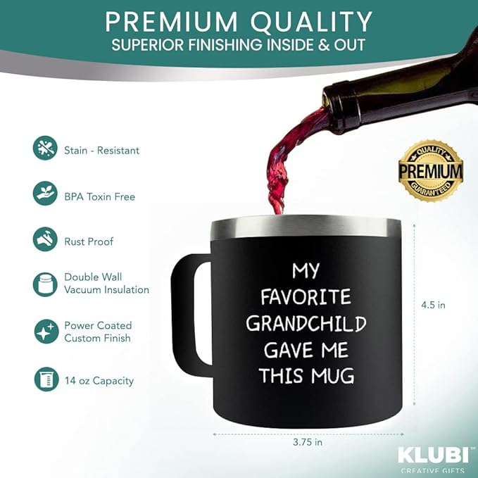 Christmas Gift for My Grandpa - My Favorite Grandchild Gave Me This Mug Tumbler - Grandfather Gift from Grandkids Granddaughter Grandson Best Father's Day Gifts, Birthday or Retirement Cup for Him