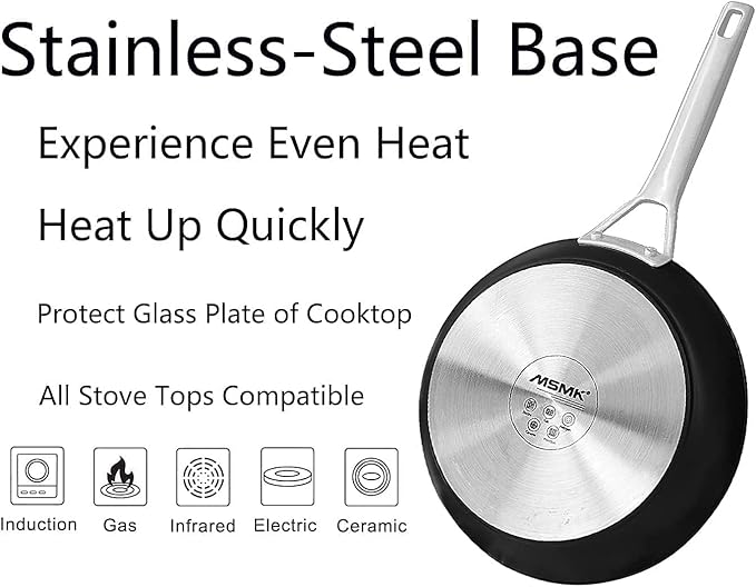 MsMk Nonstick Frying Pan, 12 1/2 Inch Titanium and Ceramic Nonstick Large Skillet Pan, Sturdy and Durable Skillet Nonstick, for Various Stove Type, Oven Safe to 700°F Pan for Cooking, Dishwasher Safe