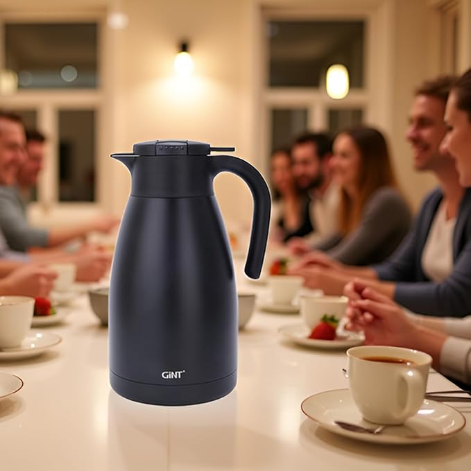 GiNT 2.2L / 74Oz Thermal Coffee Carafe, Insulated Stainless Steel Coffee Carafes for Keeping Hot/Double Walled Vacuum Thermal Carafe (Black)