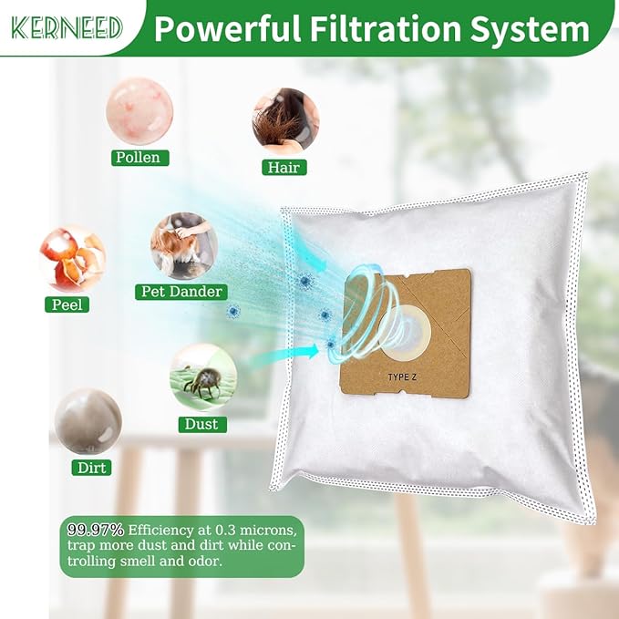 8 Pack Type Z HEPA Vacuum Bags for Riccar Moonlight, Pizzazz, Sunburst & Simplicity Jill, Jack, Snap Vacuum Cleaners, Part RZH-6/SZH-6