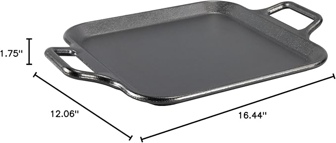 Lodge BOLD 12 Inch Seasoned Cast Iron Square Griddle with Loop Handles, Design-Forward Cookware