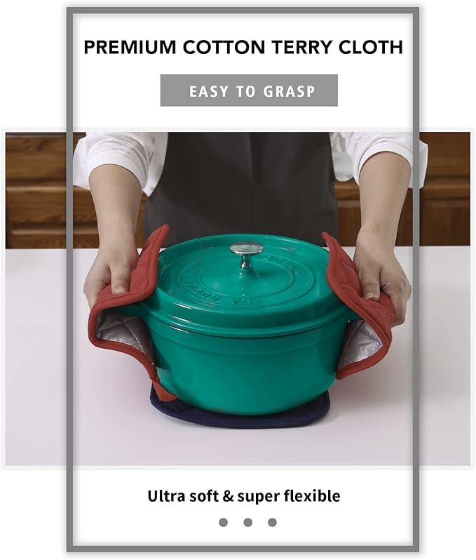 Joyhalo 5 Pack Heat Resistant Pot Holders - Terry Cloth Sets for Cooking & Baking