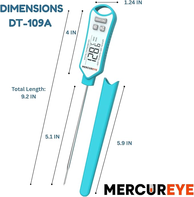 Meat Thermometer Digital, Instant Read Food Thermometer – Waterproof Nonslip Grip Kitchen Timer & Temp Chart Thermometer for Cooking Candy, Oil Fry Indoor & Outdoor Grilling Smoker Roast